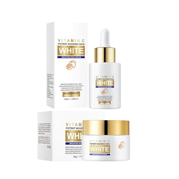 Sérums pour le Visage + Crème Hydratante Avec de la Vitamine C pour Blanchir la Peau, Facial Cream, Crème Anti-Âge, Pour LHy