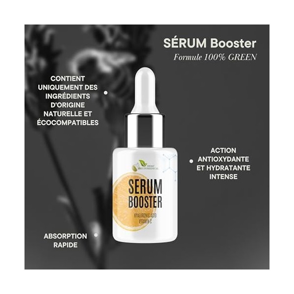 Sérum Booster MY SKINCARE - 100% GREEN - Acide Hyaluronique et Vitamine C. Éclaircissant, Anti-taches, Régénérant. 30 ml Fabr