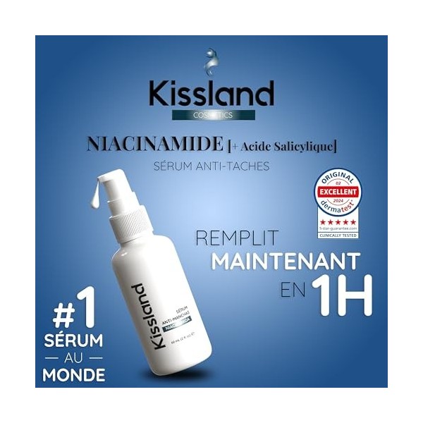 Serum Anti Tache Visage avec Niacinamide Pur Vitamine B3 et Acide Salicylique 60ml - Creme Anti Tache pour Soins Visage Fem