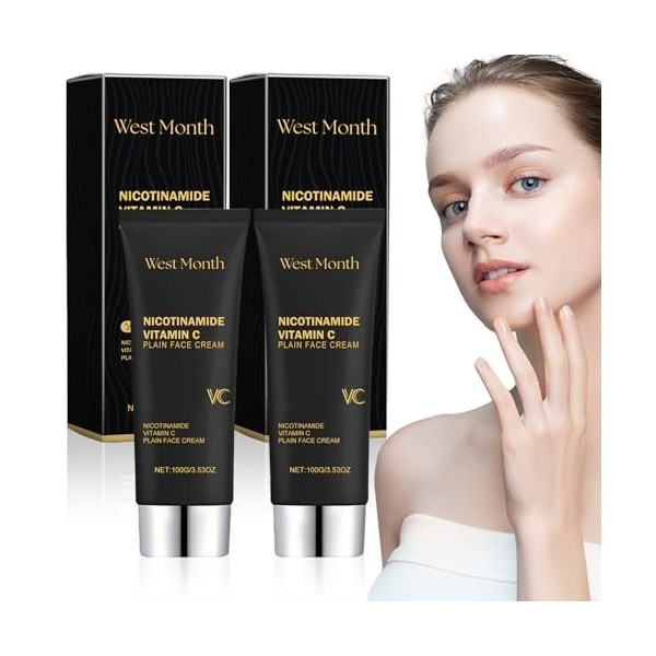 2 Pièces Niacinamide Vitamin C Black Tube Skin Cream,Multifonction Nicotihamide Five Vitamin C Mosturing Crean pour Haut Noir