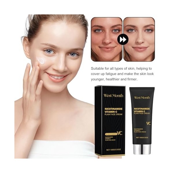 2 Pièces Niacinamide Vitamin C Black Tube Skin Cream,Multifonction Nicotihamide Five Vitamin C Mosturing Crean pour Haut Noir