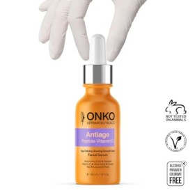 ONKO DERMACEUTICALS Antiage Peptide - Sérum visage à la vitamine C avec rétinol, acide hyaluronique, collagène, sérum hydrat