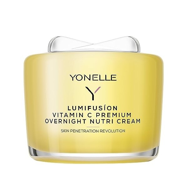 YONELLE Crème Visage à la Vitamine C LUMIFUSION - Crème de Nuit Visage - Crème Visage Femme avec des Ceramides - Hydratant Vi