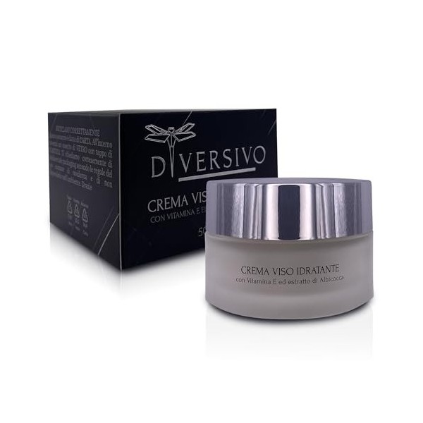 DIVERSIVO - Crème Visage Hydratante Abricot et Vitamine E pour Peaux Sensibles, Anti-rides et Antioxydant - Vegana, Sans Para