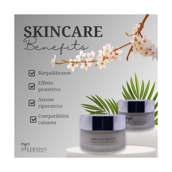 DIVERSIVO - Crème Visage Hydratante Abricot et Vitamine E pour Peaux Sensibles, Anti-rides et Antioxydant - Vegana, Sans Para