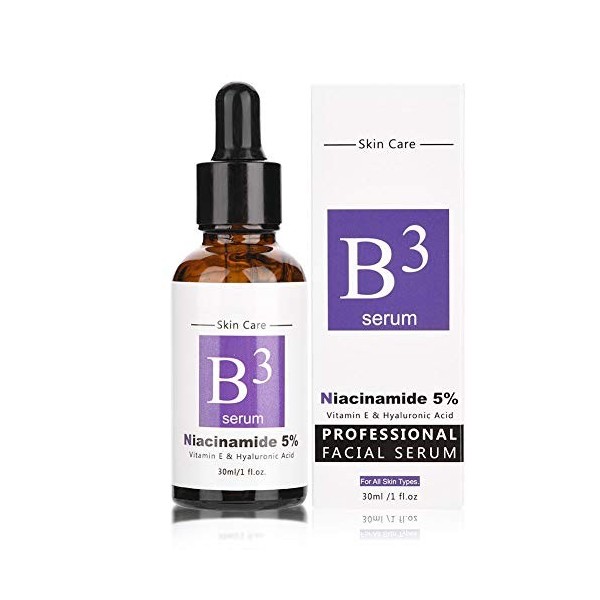 sérum niacinamide, Rotekt Pure 5% Niacinamide Vitamine E et Acide Hyaluronique Sérum Visage Hydratant Raffermissant Anti-Ride