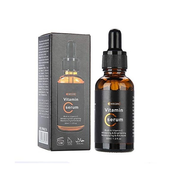 Sérum Anti-âge de Vitamine C pour Le Visage, Formule Organique Organique Anti-élimination de Ride dessence dacide hyaluroni