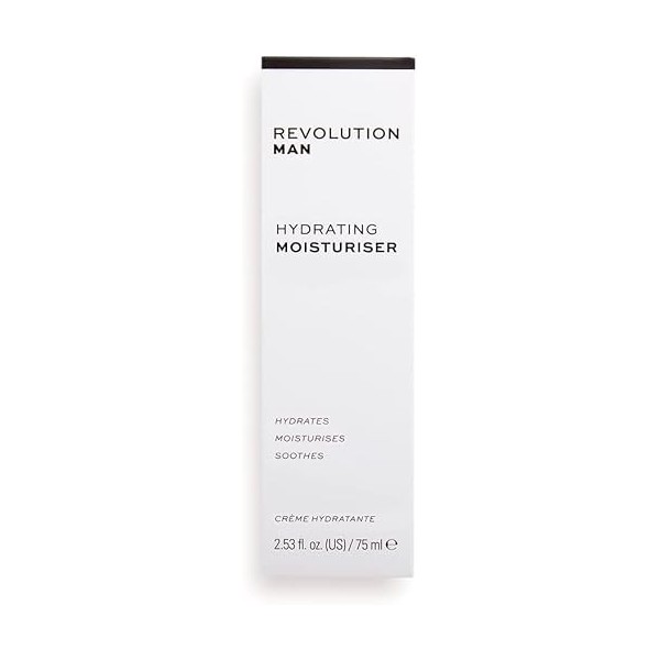 Revolution Man, Hydratant visage, Formule crème, Apaise la peau déshydratée, Contient de la vitamine E, 75ml