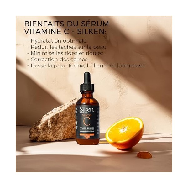 Sérum Vitamine C 60 ml à lAcide Hyaluronique et Vitamine E. Anti-rides | Anti-cernes | Correcteur imperfections cutanées |