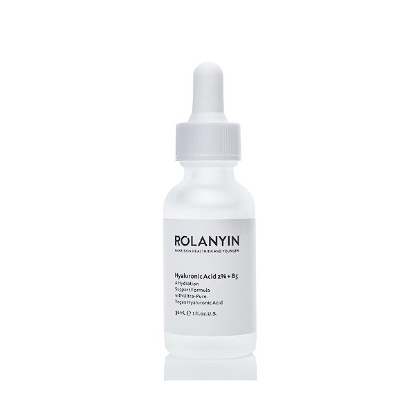 ROLANYIN Acide hyaluronique 2 % + B5 30 ml 1 Fl Oz A - Formule de support hydratante avec acide hyaluronique végétalien ultra