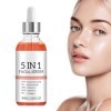 5 in 1 Facial Serum, Sérum de Soin de la Peau, Sérum Doux 5 en 1, Sérum Visage à la Vitamine C,E et Acide Hyaluronique, Anti-