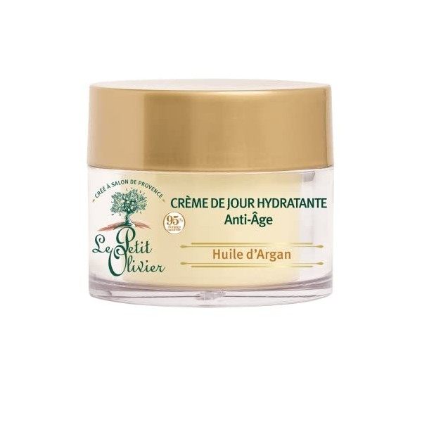 LE PETIT OLIVIER - Crème de Jour Hydratante Anti-Âge - Huile dArgan - Lisse & Raffermit - Tous Types De Peaux - 95% DOrigin