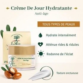 LE PETIT OLIVIER - Crème de Jour Hydratante Anti-Âge - Huile dArgan - Lisse & Raffermit - Tous Types De Peaux - 95% DOrigin
