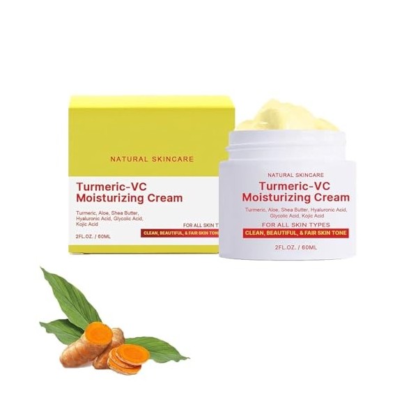 Crème Éclaircissant Curcuma Visage,Crème Anti-Rides Curcuma,Crème Hydratante Curcuma Visage,Crème Anti-âge Curcuma,Crème Répa