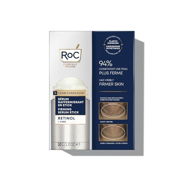 RoC Derm Correxion Sérum Raffermissant Stick, pour Lifter, Resserrer et Lisser les Ridules, 94% avaient une peau visiblement 