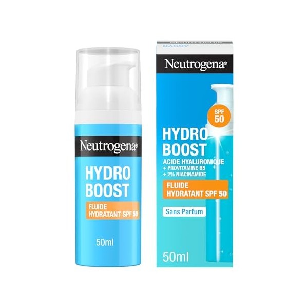 Neutrogena | Fluide Hydratant Hydro Boost SPF 50 50 ml – Soin visage à l’acide hyaluronique, provitamine B5 et niacinamide 