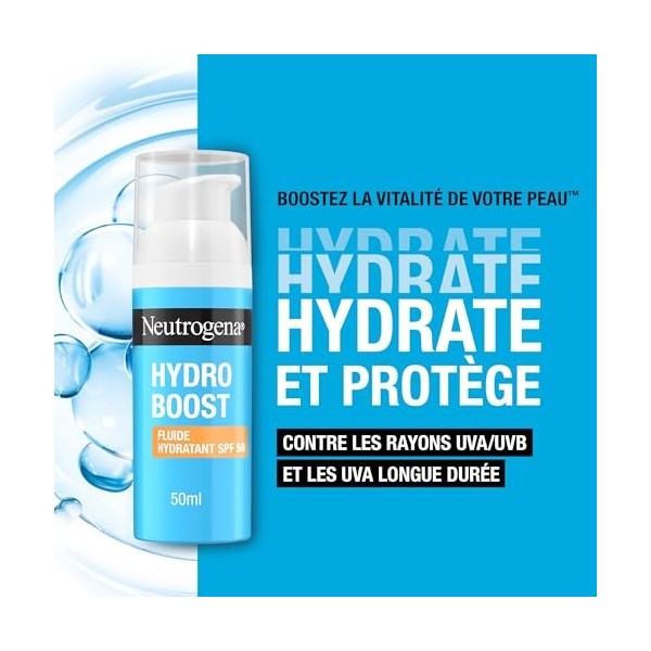 Neutrogena | Fluide Hydratant Hydro Boost SPF 50 50 ml – Soin visage à l’acide hyaluronique, provitamine B5 et niacinamide 