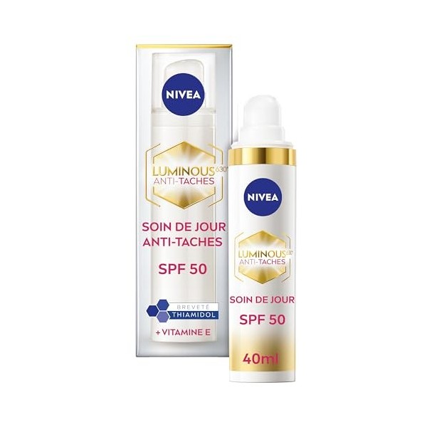 NIVEA Luminous 630 Soin de Jour Protecteur FPS 50 1x40 ml , soin visage anti taches et anti-âge au Thiamidol & Acide Hyaluro