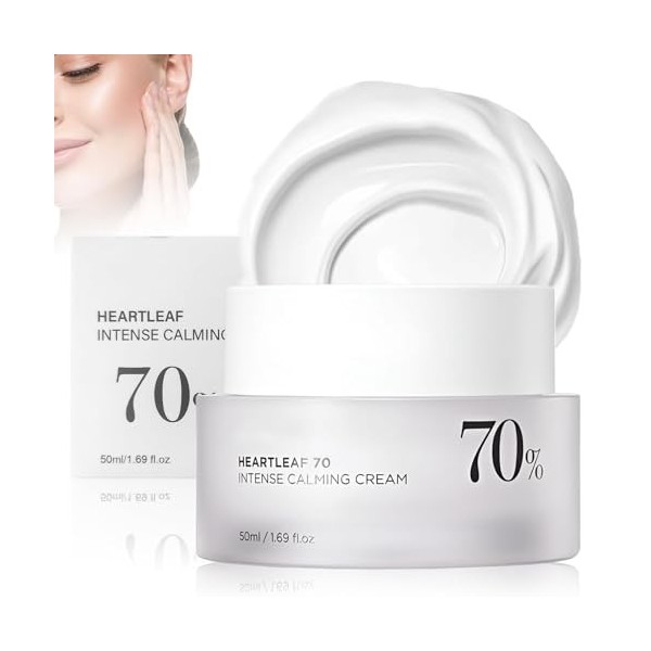 Heartleaf 70% Crème Apaisante, 50 ml Heartleaf 70 Crème Apaisante, Crème Apaisante Visage, Crème Coréenne, Apaise et Hydrate 