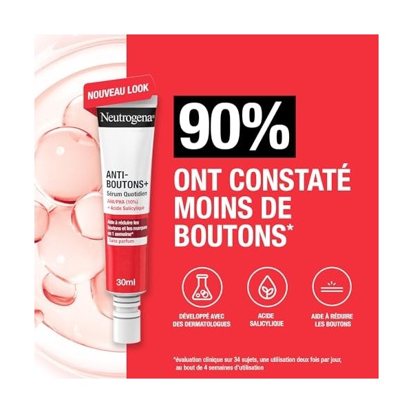 Neutrogena | Sérum Quotidien Anti-Boutons + AHA/PHA 10% + Acide Salicylique 30 ml – Soin visage anti-boutons non comédogè