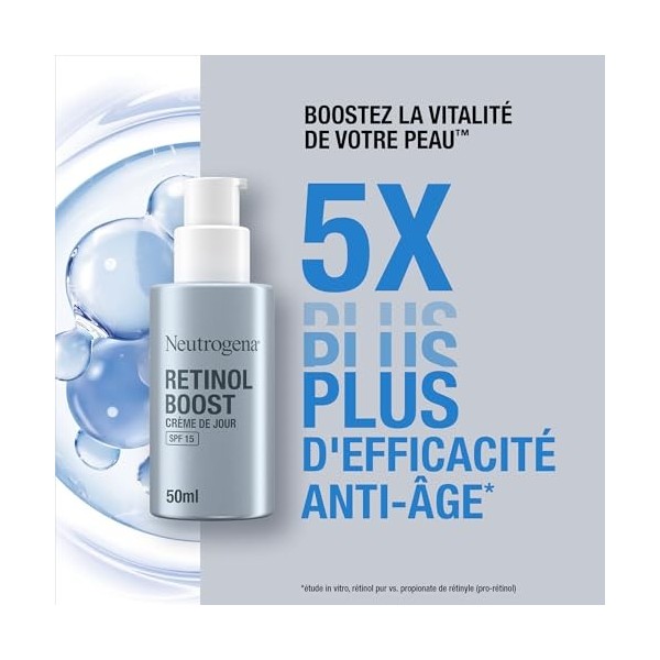 Neutrogena | Crème de Jour Retinol Boost SPF 15 50 ml – Soin visage au rétinol pour combattre les signes visibles du vieill