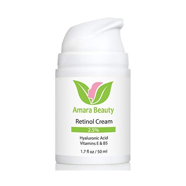 Crème hydratante au Rétinol pour le Visage 2,5% avec Acide Hyaluronique & Vitamine E & B5-50ml