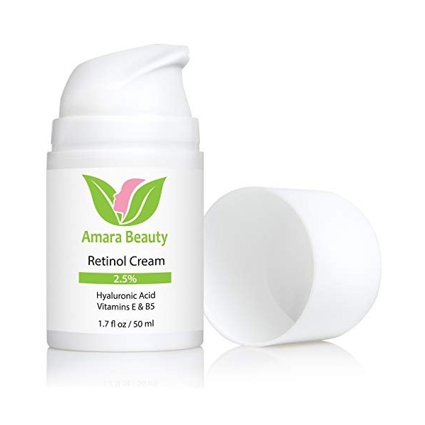 Crème hydratante au Rétinol pour le Visage 2,5% avec Acide Hyaluronique & Vitamine E & B5-50ml