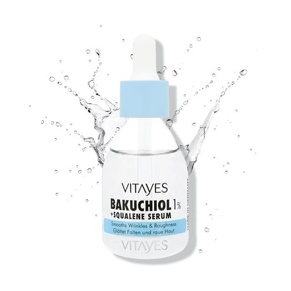 Vitayes 1% Bakuchiol Sérum au rétinol bio – Sérum naturel au rétinol alternatif, hydratation, réparation de la peau – Soin an