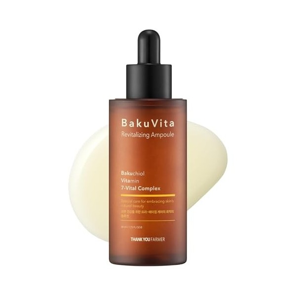 THANKYOU FARMER BakuVita Revitalizing Ampoule 50ml - Sérum Bakuchiol, une alternative au rétinol, Sérum coréen à la vitamine 