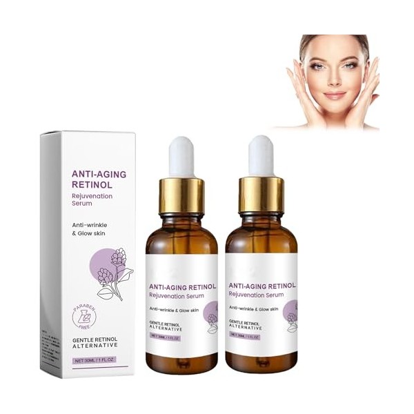 Grgowe 2PC Essence De Rétinol,Sérum Visage Au Rétinol,Essence Anti-Rides Au Rétinol,Sérum Facial Au Rétinol,Rétinol Hydratant