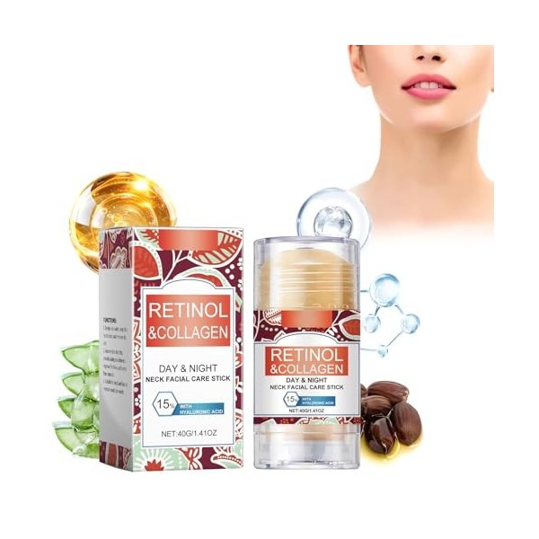 Bâton de soin du visage au rétinol et au collagène - 40 g - Crème raffermissante au rétinol - Crème raffermissante au rétinol