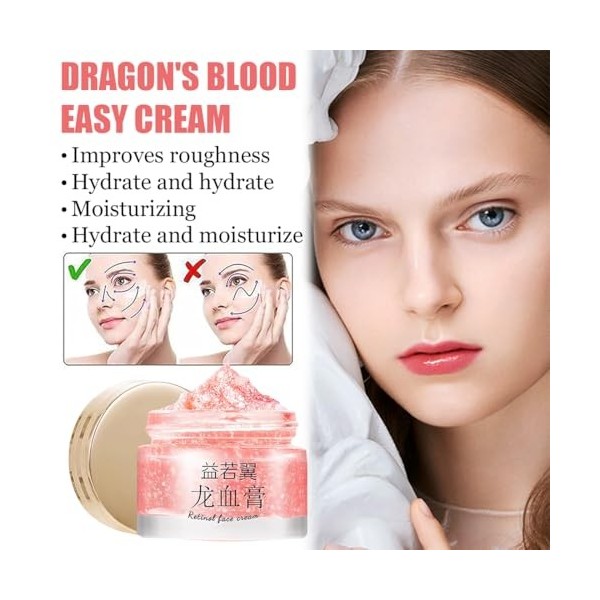 Crème relaxante au sang de dragon, paquet de 2 crèmes au sang de dragon au rétinol et au placenta, lissante des rides du sang