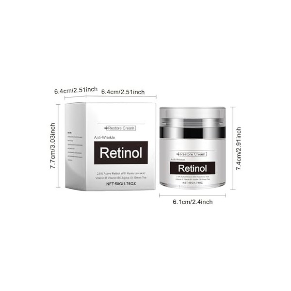 Dyceittdia 2pcs Crème pour le visage au Rétinol, Crème pour la peau au Rétinol, Réduire les Ridules, Hydratation et hydratati