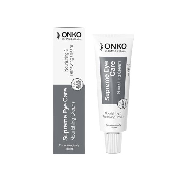 ONKO DERMACEUTICALS Crème nourrissante pour les yeux, acide hyaluronique, rétinol, hydratant, traitement localisé, sérum écl