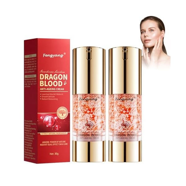 Fengyang® 2Pcs Crème de Sang de Dragon, Crème Visage Raffermissante, Retinol Placenta Dragon Cream, Crème Anti-rides pour Fem