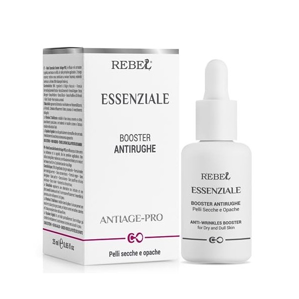 Rebel ESSENZIALE | Sérum visage booster antirides | Illuminateur antioxydant | Bakuchiol rétinol végétal et vitamine C | An