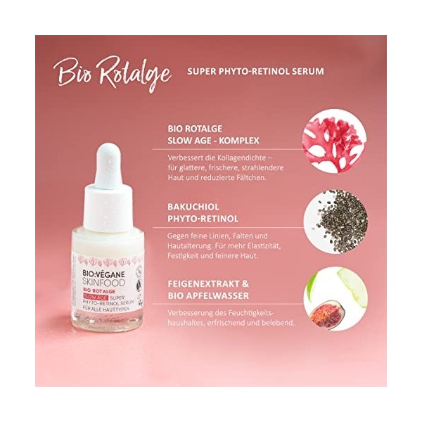 BIO:VÉGANE SKINFOOD Sérum à lalgue rouge bio Super Phyto-Retinol – Sérum Slow Age avec Phyto-Rétinol Bakuchiol sans parfum –