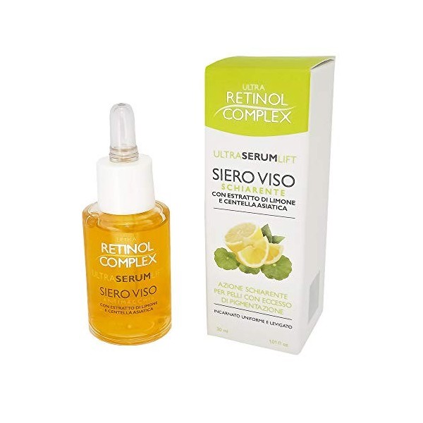 Ultra Retinol Complex Serium Lift Sérum Visage éclaircissant avec extrait de citron et centella asiatique pour peaux avec exc