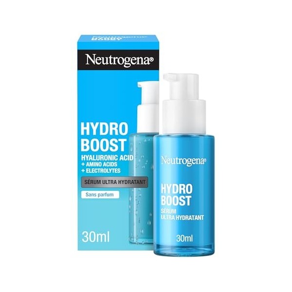 Neutrogena | Sérum Ultra Hydratant Hydro Boost flacon-pompe de 30 ml – Soin pour le visage à lacide hyaluronique, acides a