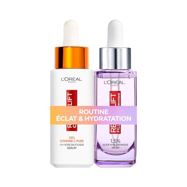 LOréal Paris Coffret Revitalift Filler Sérum Anti-Rides Acide Hyaluronique 30 ml + Revitalift Clinical Sérum Teint Lumineux 