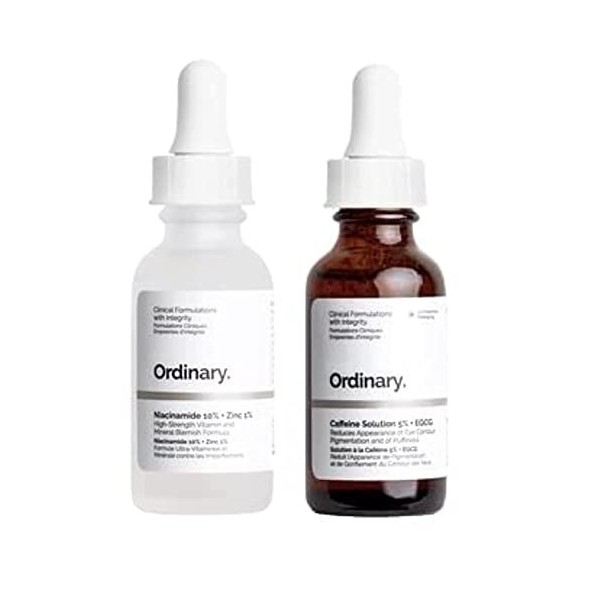 The New Ordinary Lot de 2 paquets de niacinamide 10 % + Zinc 1 % et solution de caféine 5 % + Sérum de contrôle de lhuile EG