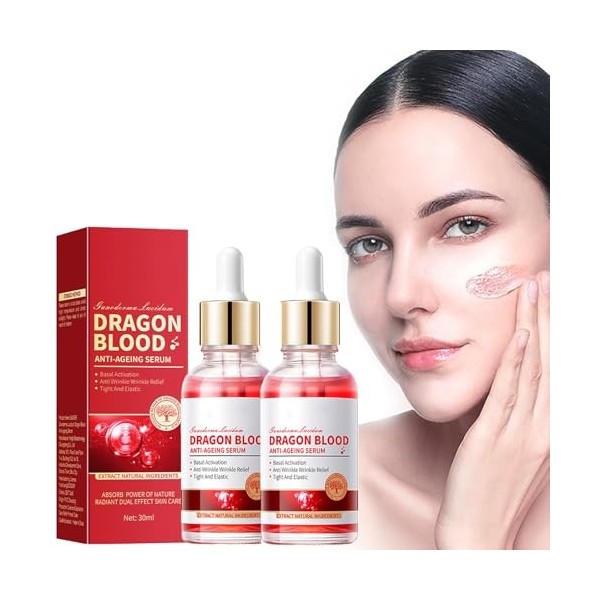 Tkekruh 2PC Ganoderma Dragons Blood Sérum 30ml, Sérum De Sang De Dragon, Anti Rides et Sérum Raffermissement du Visage, pour 