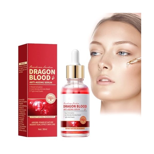 Tkekruh Ganoderma Dragons Blood Sérum 30ml, Anti Rides et Sérum, Raffermissement du Visage, pour Réparation, Apaise, Hydratat