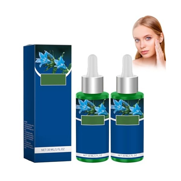 Dyceittdia 2pcs Essence de Gentiane Bleue, Sérum Raffermissant, Hydratant et liftant, Éclaircir les Ridules, Sérum de soin No