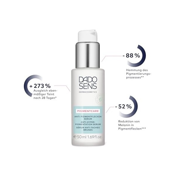 DADO SENS Pigmentcare Sérum anti-taches anti-taches 50 ml – Réduit les taches de vieillesse, avec acide hyaluronique et beu