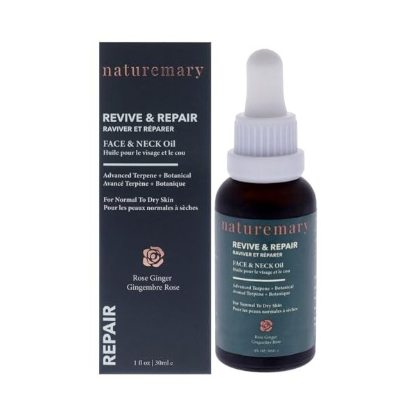 Naturemary Revive and Repair Face and Neck Oil - Hydrating Face Serum - Brightens, Smoothens, and Evens Complexion - Boosts C