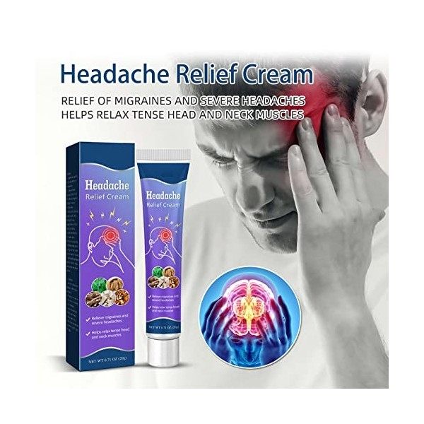 Crème Anti-migraine, Pommade contre les Maux de Tête élimine les Vertiges pour un Usage quotidien.