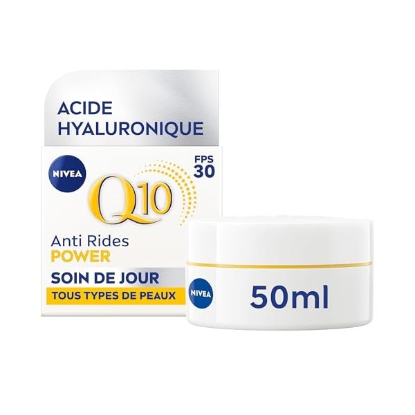 NIVEA Q10 Power Soin de Jour FPS30 1x50 ml , crème anti rides enrichie Q10 Pur & Acide Hyaluronique, crème anti-âge booster 