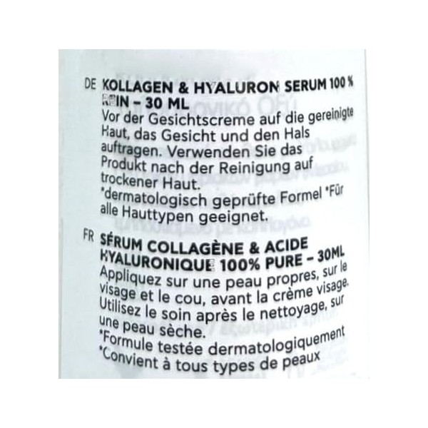 BEE FACTOR Sérum au Collagène et à lAcide Hyaluronique 100% Pur| 30 ml