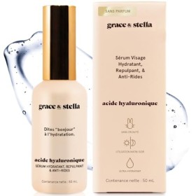Grace & Stella - Serum Acide Hyaluronique Visage avec Pompe - Vegan - Serum Visage Anti Ride Homme Femme - Hydrate, Élimine R